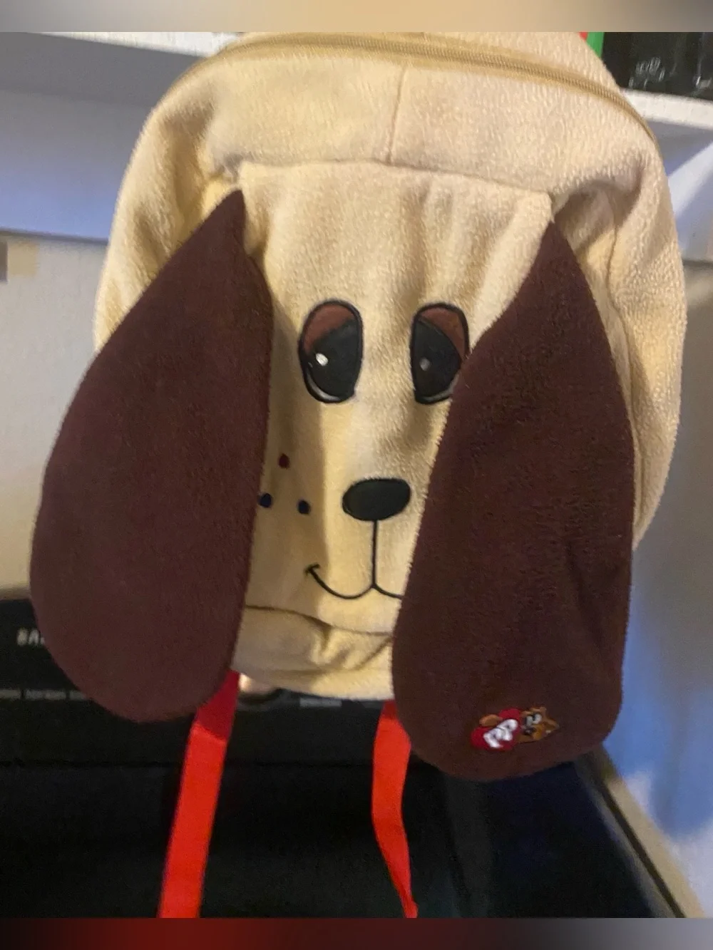 Rare vintage Mango  Pound Puppies Backpack - Cream & Brown with Red Straps